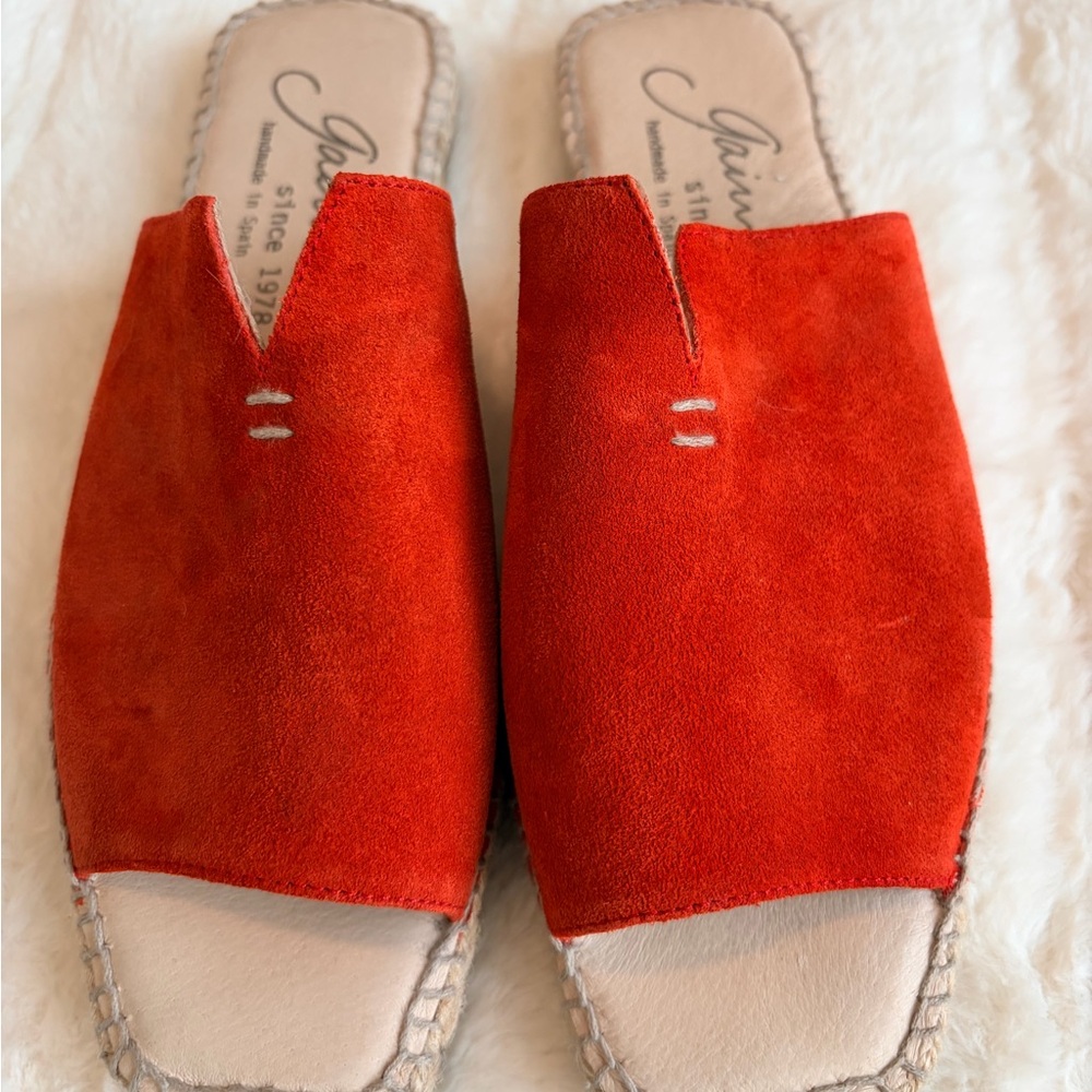 GIANO Made in Spain Women’s Orange Suede Espadrille Slide Sandals